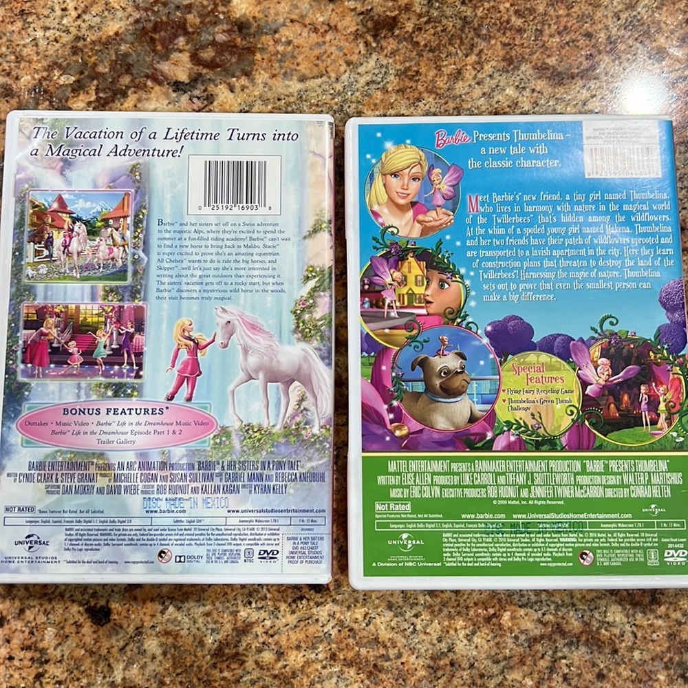 Barbie DVD - Lot of 2. A Pony Tail and Thumbelina. - Picture 2 of 3